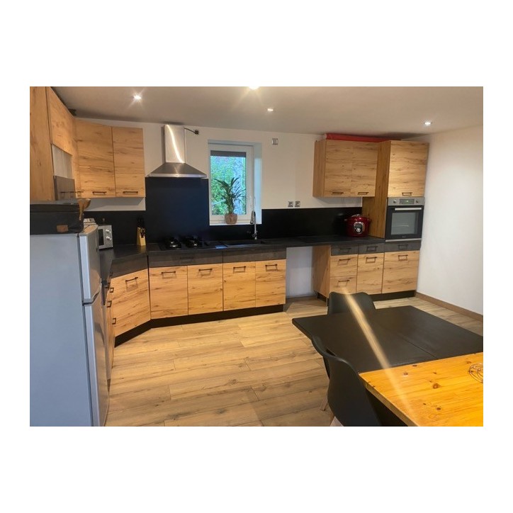 Ensemble cuisine en L GRETA chêne-anthracite