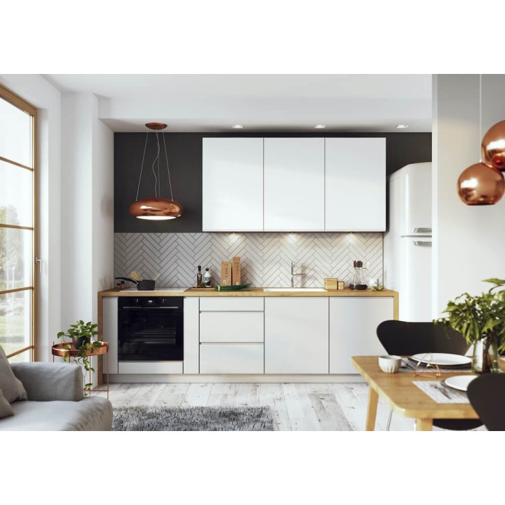 Ensemble Cuisine NINA PREMIUM LINE blanc 280 cm sur mesure