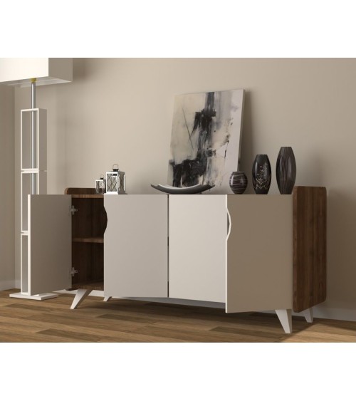 Buffet NOON 140cm blanc et noyer