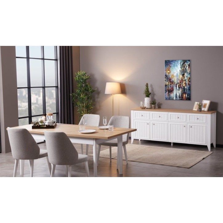 Salle à manger LORIN bois et blanc