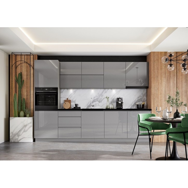 Ensemble Cuisine NINA PREMIUM LINE gris 300 cm sur mesure