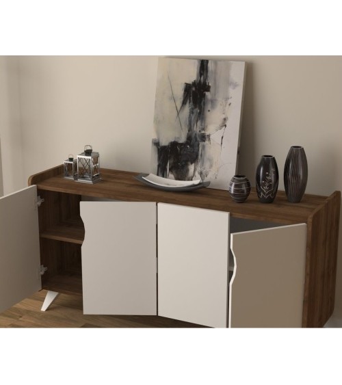 Buffet NOON 140cm blanc et noyer