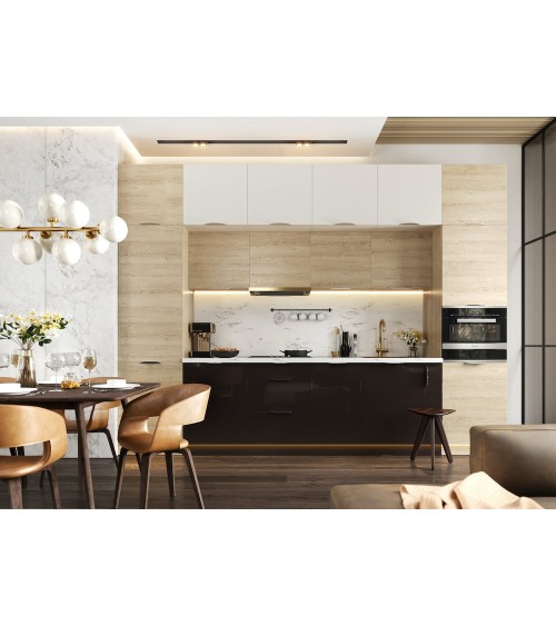 Ensemble Cuisine POLA PREMIUM LINE blanc-bois-noir 360 cm