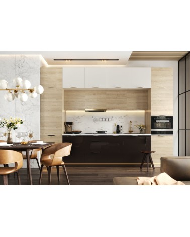 Ensemble Cuisine POLA PREMIUM LINE blanc-bois-noir 360 cm