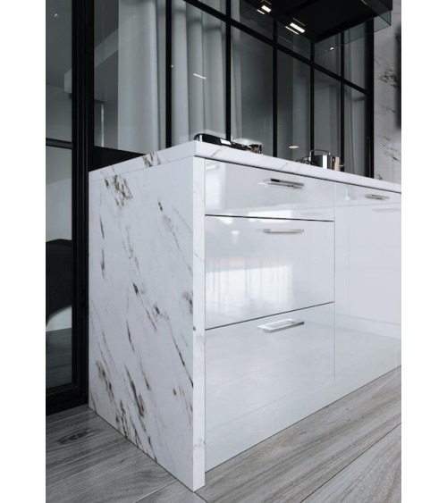 Ensemble Cuisine en L ALVICO PREMIUM LINE blanc brillant