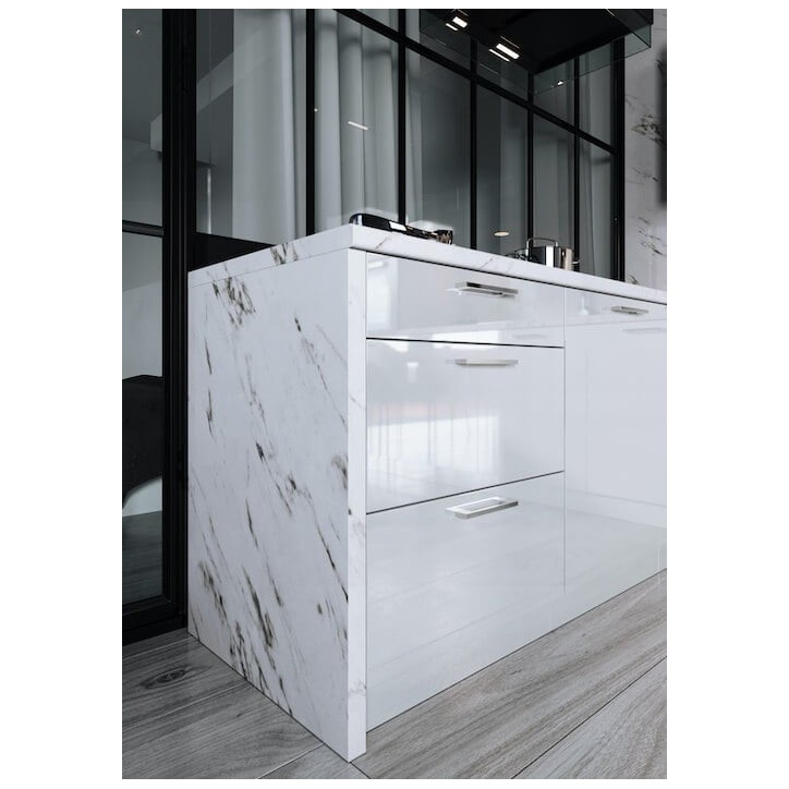 Ensemble Cuisine en L ALVICO PREMIUM LINE blanc brillant