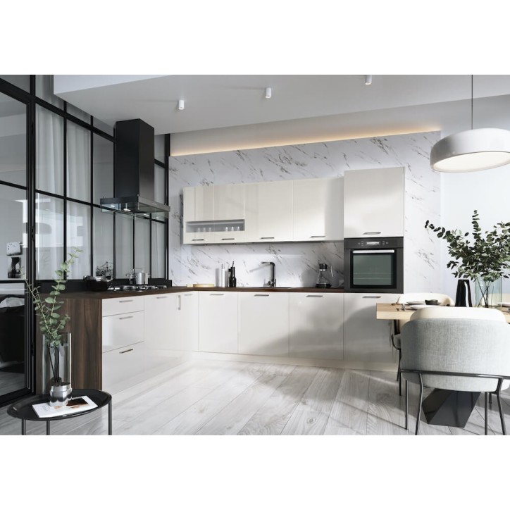 Ensemble Cuisine en L ALVICO PREMIUM LINE blanc mat