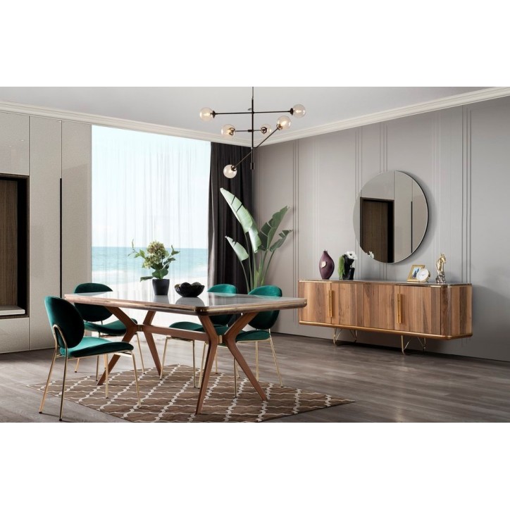 Comedor completo PARIS madera y efecto marmol