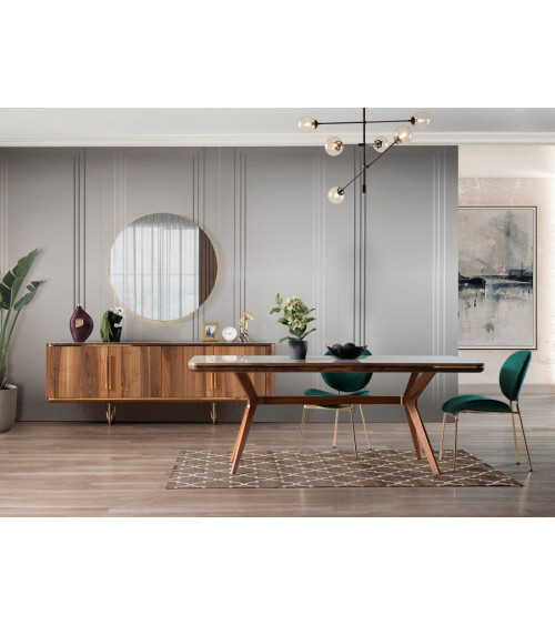 Comedor completo PARIS madera y efecto marmol