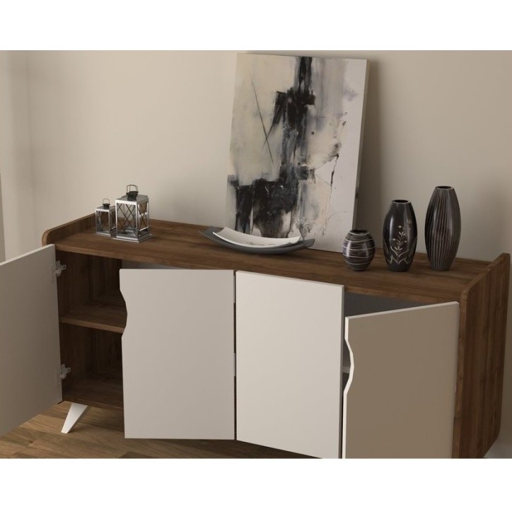 Buffet NOON 140cm blanc et noyer