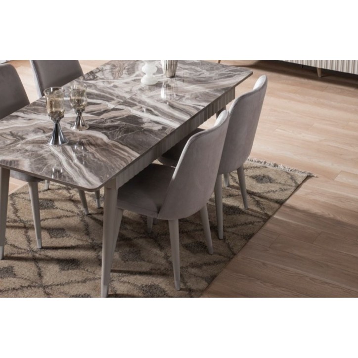 Comedor completo ORENDA con 4 sillas, gris