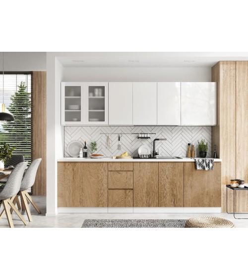 Ensemble Cuisine LIVIA TREND LINE blanc-bois 210 cm