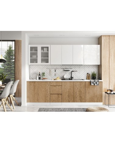 Ensemble Cuisine LIVIA TREND LINE blanc-bois 210 cm