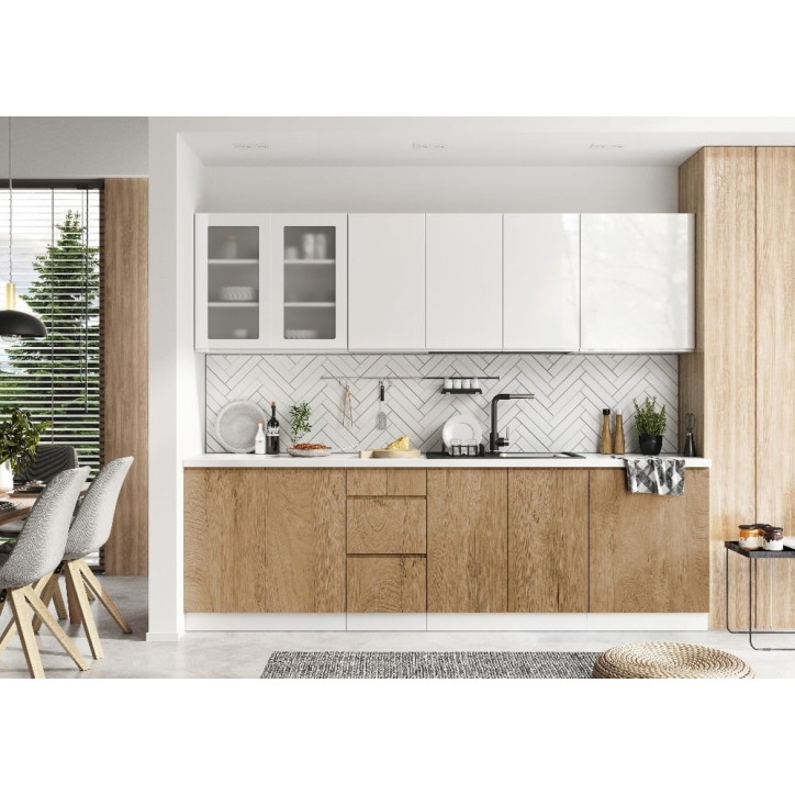 Ensemble Cuisine LIVIA TREND LINE blanc-bois 210 cm