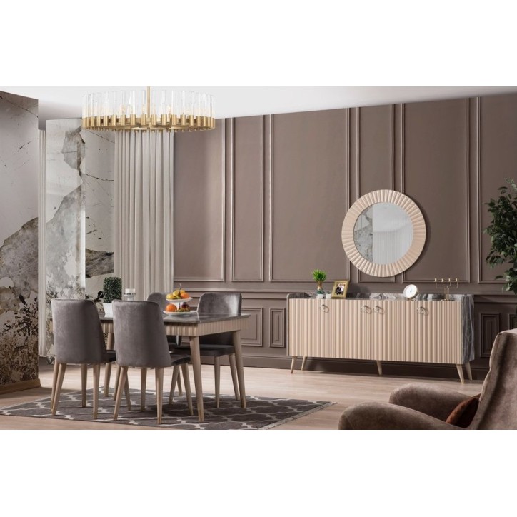 Comedor completo ORENDA con 4 sillas, cappuccino