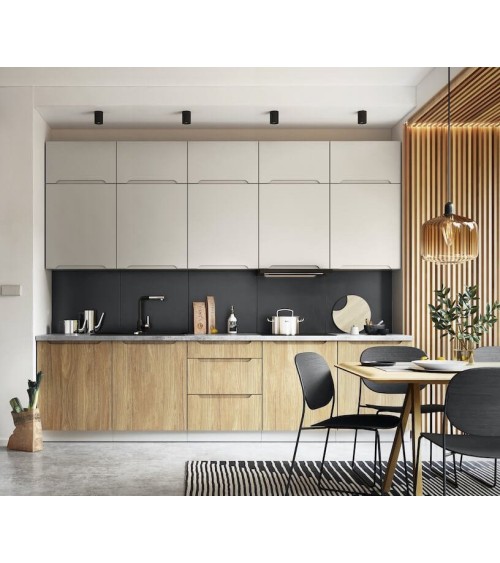 Ensemble Cuisine ZOYA TREND LINE blanc-bois 300 cm sur mesure