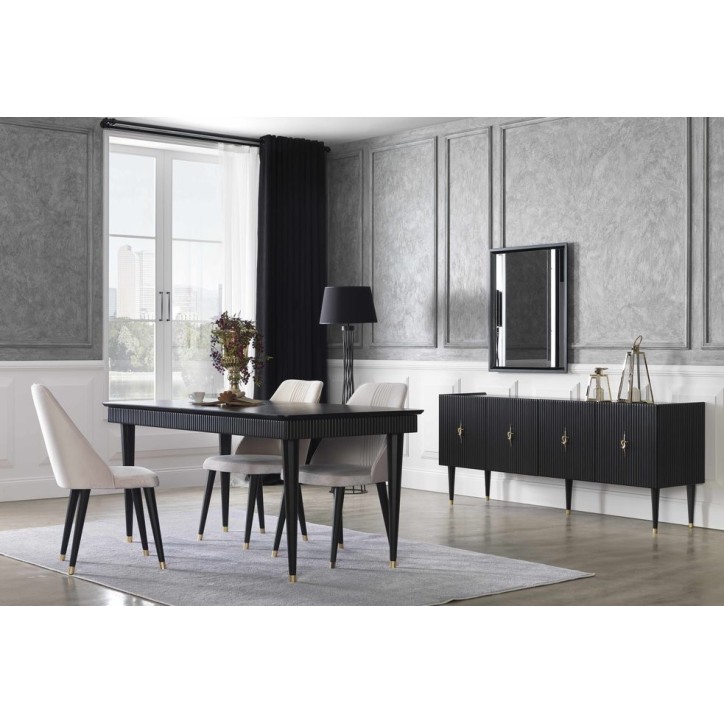 Comedor completo CREO con 4 sillas, negro