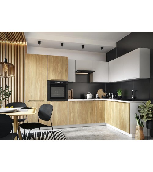 Ensemble Cuisine en L ZOYA TREND LINE blanc-bois sur mesure
