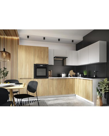 Ensemble Cuisine en L ZOYA TREND LINE blanc-bois sur mesure