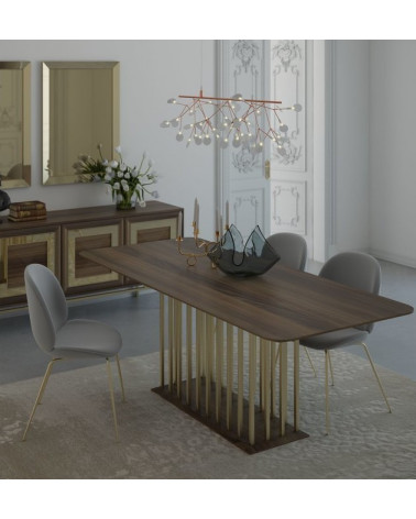 Comedor completo LUXEMBOURG con 4 sillas, dorado