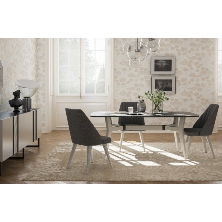 Comedor completo OLIVIA con 4 sillas, negro