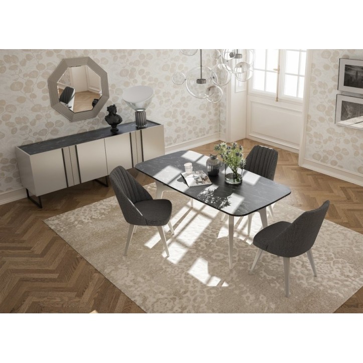 Comedor completo OLIVIA con 4 sillas, negro