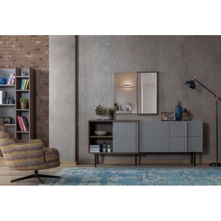 Comedor completo PLATE madera y gris