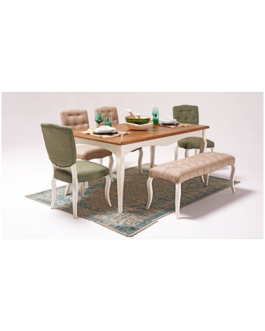Comedor completo AUSTIN con 4 sillas blanco y madera