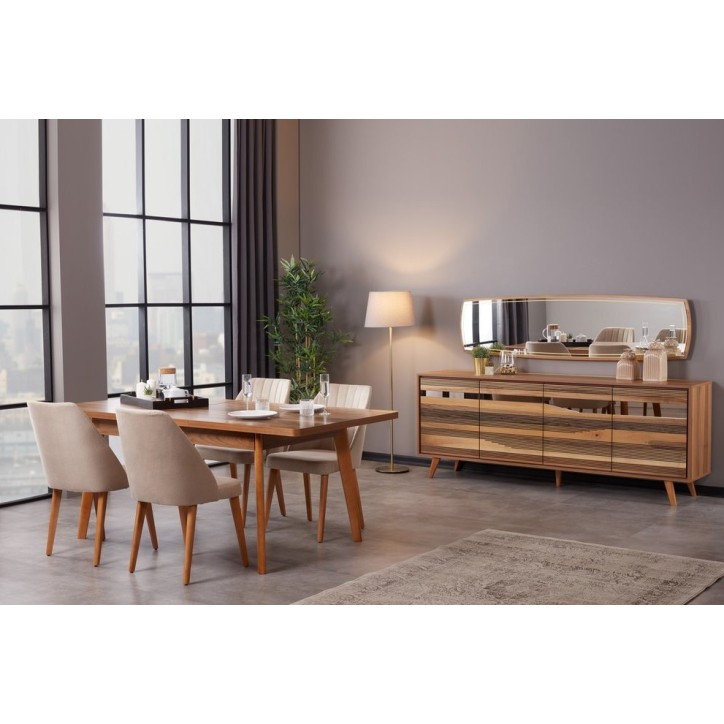 Comedor completo CLASS con 4 sillas, nogal