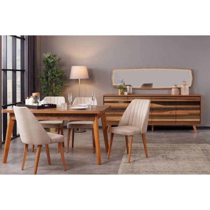 Comedor completo CLASS con 4 sillas, nogal