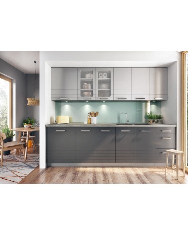 Ensemble Cuisine PAULA CLASSIC LINE gris mat 210 cm