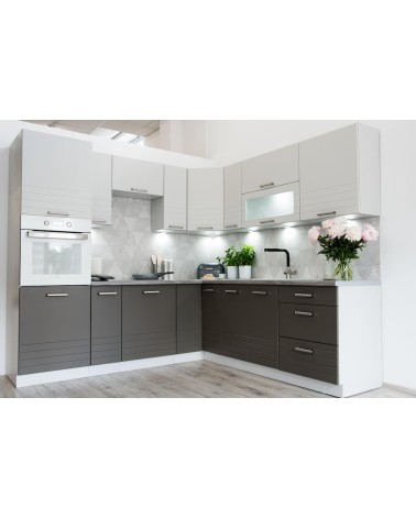 Ensemble Cuisine en L PAULA CLASSIC LINE gris mat 410 cm