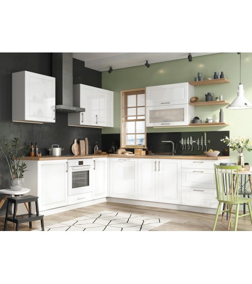 Ensemble Cuisine en L NATALIA CLASSIC LINE blanc brillant 330 cm