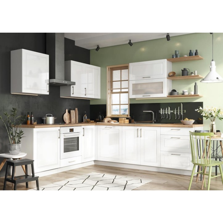Ensemble Cuisine en L NATALIA CLASSIC LINE blanc brillant 330 cm