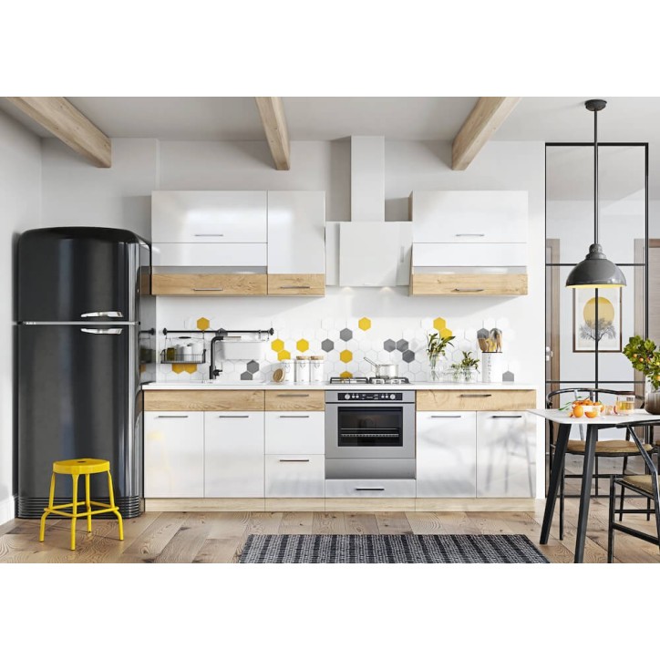 Ensemble Cuisine MOCCA CLASSIC LINE blanc-taiga-chêne 260 cm