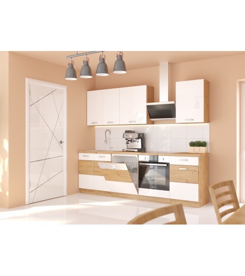 Ensemble cuisine ARTISAN blanc brillant/chêne artisan 250 cm