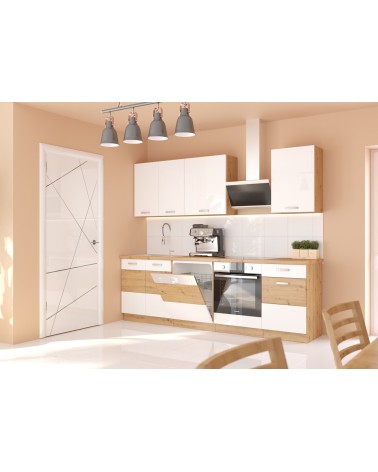 Ensemble cuisine ARTISAN blanc brillant/chêne artisan 250 cm