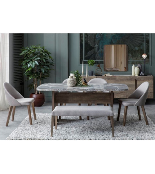 Comedor completo LUZZI con 2 sillas y 1 banco madera