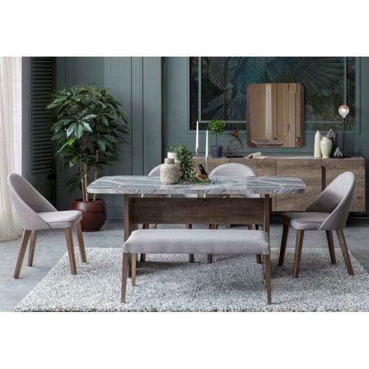 Comedor completo LUZZI con 2 sillas y 1 banco madera Comedor completo LUZZI con 2 sillas y 1 banco madera