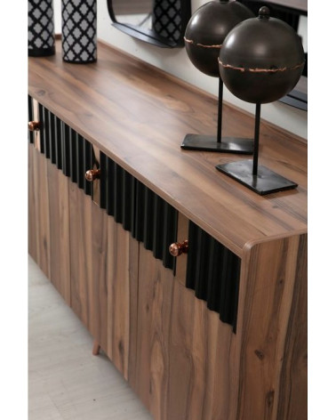 Comedor completo POLO con 4 sillas nogal y negro