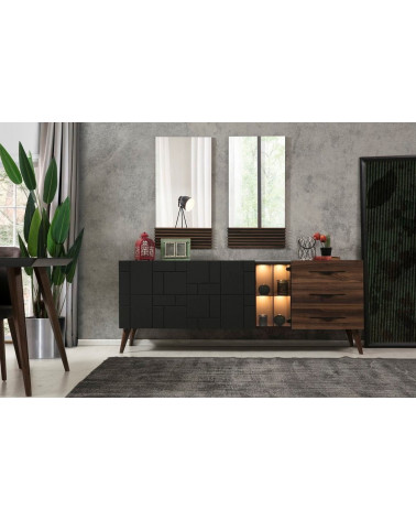 Comedor completo ASO con 4 sillas madera y negro