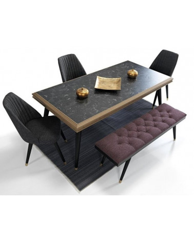 Comedor completo MELISA con 2 sillas madera y negro