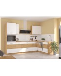 Ensemble cuisine en L-ARTISAN blanc brillant/chêne artisan 285x110 cm