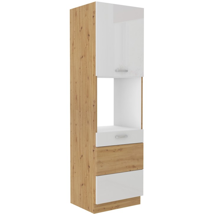 Ensemble cuisine en L-ARTISAN blanc brillant/chêne artisan 285x110 cm