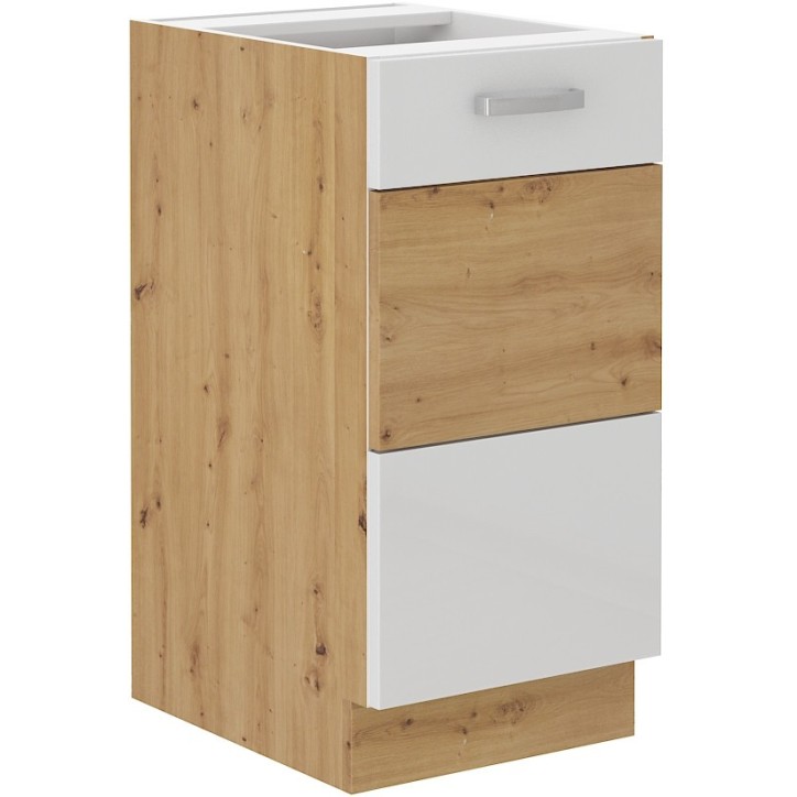 Ensemble cuisine en L-ARTISAN blanc brillant/chêne artisan 285x110 cm