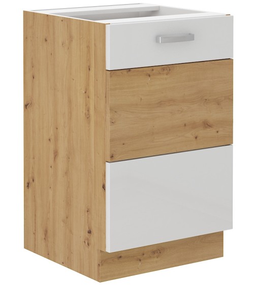 Ensemble cuisine en L-ARTISAN blanc brillant/chêne artisan 285x110 cm