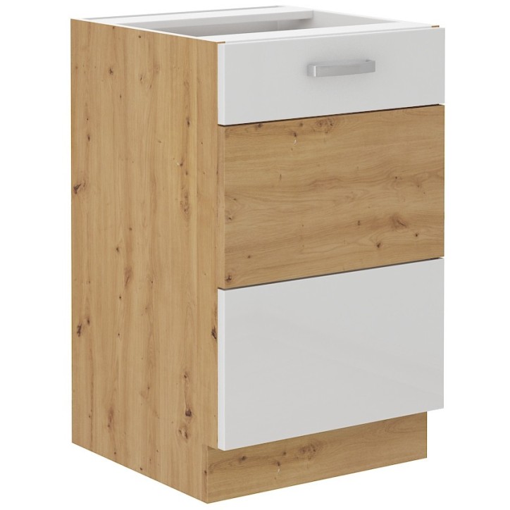 Ensemble cuisine en L-ARTISAN blanc brillant/chêne artisan 285x110 cm