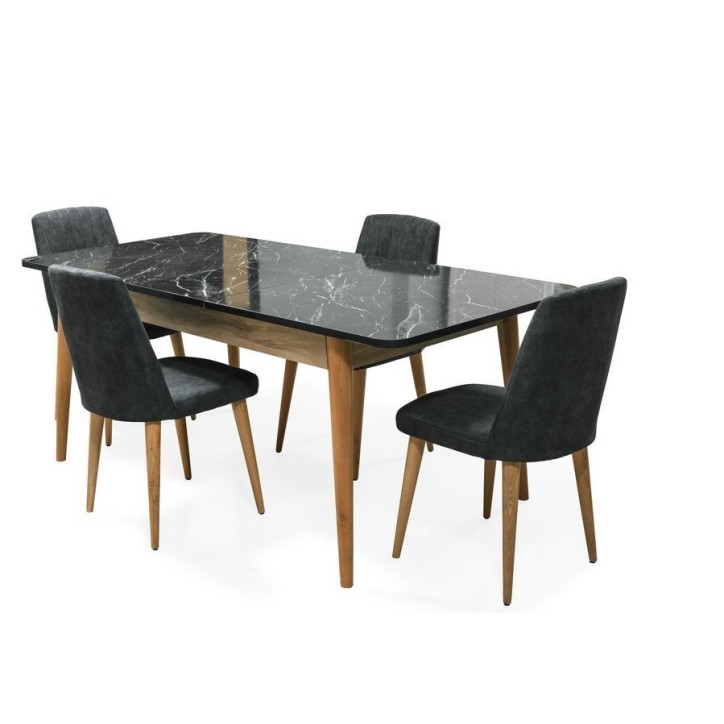 Salle à manger LIR bois et effet marbre noir