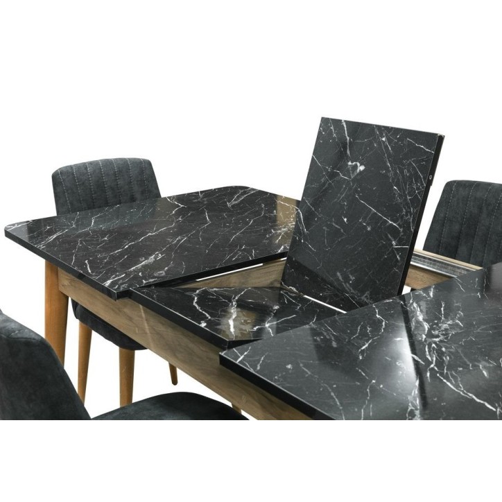 Salle à manger LIR bois et effet marbre noir