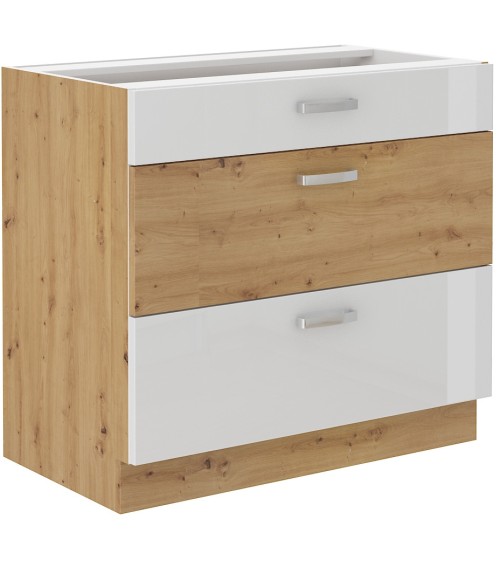 Ensemble cuisine ARTISAN blanc brillant/chêne artisan